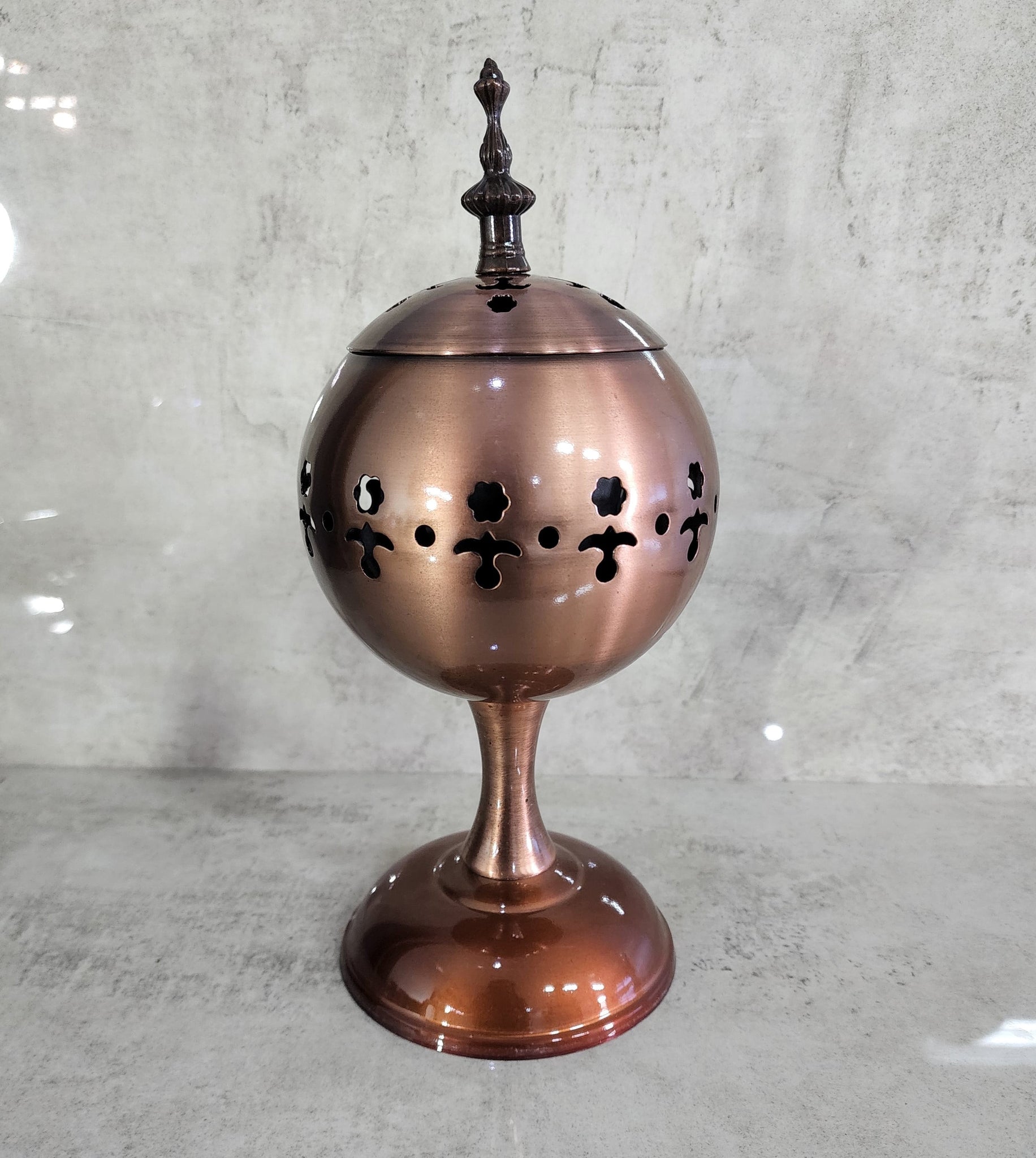 Large Fancy Metallic Loban Burner - Rose Gold (27cm)