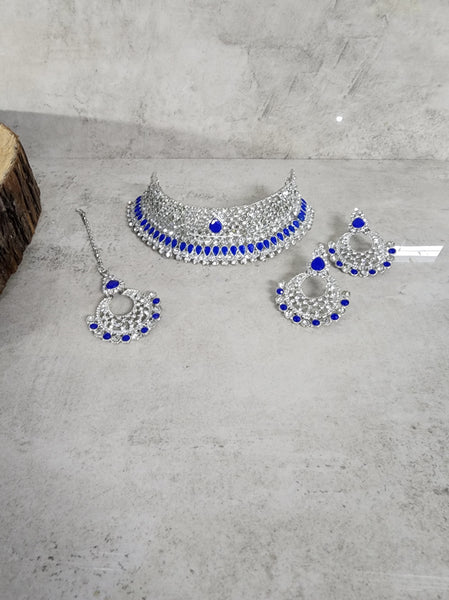 Blue Choker Jewellery Set