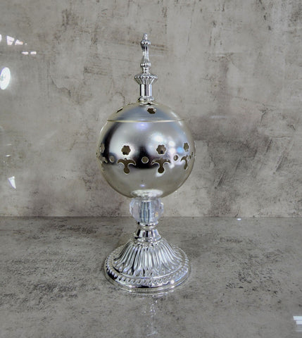 Fancy Metallic Loban Burner - Silver (20cm)